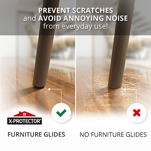 Chair Glides X-PROTECTOR – 1" Furniture Glides 40 pcs – Brown Nail-on Chair Sliders – Premium Chair Leg Floor Protectors – Slide Effortlessly with Chair Leg Pads That Protect Your Floor! - size: 1" 40 PCS Brown