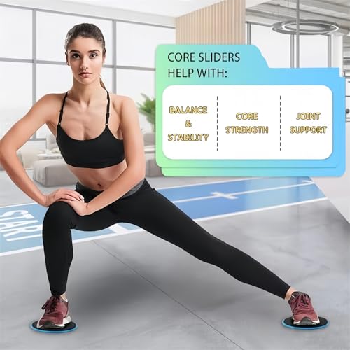 Core Sliding Discs - Dual Sided Workout Sliders for Carpet & Hardwood Floor - Home Ab Pads Exercise Equipment Fitness Sliders for Women and Men - color: blue