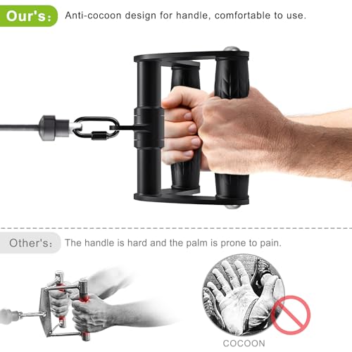 SELEWARE Rotating Straight Bar, Tricep Rope, Double D Row Handle, Rotating V Handle, Cable Machine Attachment with Non-Slip Soft Rubber Grip, Universal Attachment for Cable Machines - color: Double D Handle