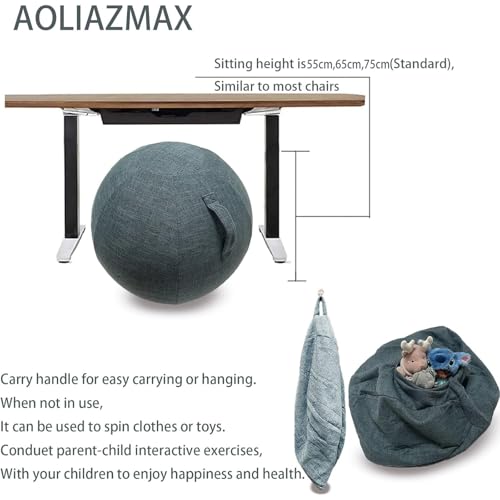 Protective Cover for Fitness Balls | Air Plug Included, Exercise Ball, For Pregnancy Ball Chair Yoga Ball, No Yoga Ball Included Washable Linen Ball Cover - color: Blue, size: 55CM