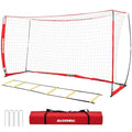 BaseGoal Soccer Goal,Soccer Net,Soccer Goals for Backyard,with Bow Frame,Collapsible Metal Base and Agility Ladder - style: 12X6 FT