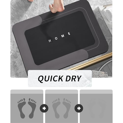 Housego Absorbent Bath Mat, Quick Dry Bath Rug, Non-Slip, 2PCS, Black | 2PCS Absorbent Bath Mat Magic Rug Sets; Quick Drying Bath Mat Non-Slip Floor Rug Rubber Backed for Bathroom Kitchen Shower - color: Black, size: 2 PCS (19.7" x 23.6", 19.7" x 31.9")