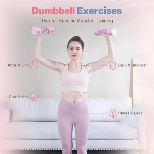 kisnbld Adjustable Dumbbell Set of 2, 4 in 1 Free Weights Dumbbells Set for Women with Fast Adjustment, Each 2lb 3lb 4lb 5lb Hand Weights Set for Home Gym & Outdoor Exercise Training - color: Pink, style: Set