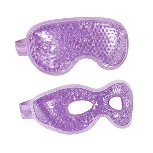 2PCS Gel Eye Mask Reusable Cold Therapy Gel Bead Eye Mask for Puffiness/Dark Circles/Eye Bags/Dry Eyes/Headaches/Migraines/Stress Relief, Cooling Compress (Purple) - color: Purple