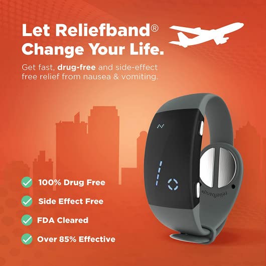 Reliefband Premier Anti-Nausea Wristband for Motion Sickness, Morning Sickness, Travel & Vomiting Relief - Motion Sickness Wristband FDA Cleared Drug-Free, Fast-Acting, Nausea Relief Band (Charcoal) - color: Charcoal