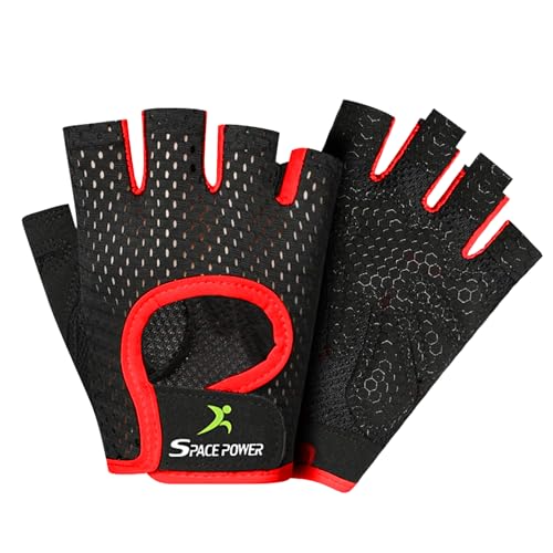 spacepower Workout Gloves - Lightweight Breathable Gym Gloves for Women & Men's Exercise - color: Red, size: Medium