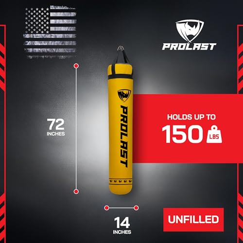 Heavy Punching Kicking Bag for Adults, Boxing, MMA, Martial Arts, Muay Thai, Strength Training Equipment, Filled/Unfilled, 6ft, 150 lbs, Special Edition Logo - color: Yellow / Black, size: Unfilled