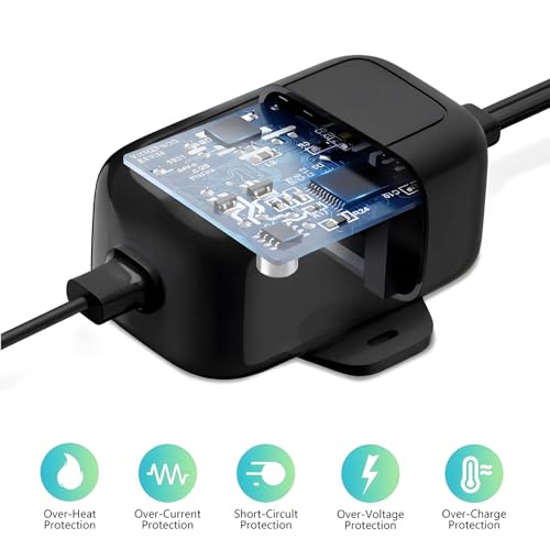 ALERTCAM Outdoor Power Adapter for Ring Stick Up Cam Battery/Plug-in 3rd Gen, 25ft Weather Resistant Charging Cable with Barrel Plug Continuously Charge Your Security Camera, Black - color: Black