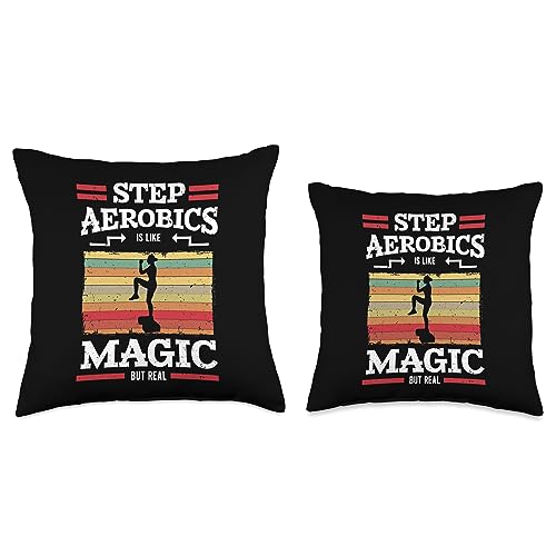 Step Aerobics Dance Retro Apparel Step Aerobics Instructor Fitness Retro Vintage Dance Workout Throw Pillow, 18x18, Multicolor - size: 18x18