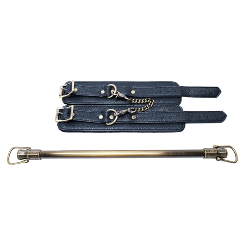 Spreader Bar Stainless Steel Vintage Black Bar with 2pcs Adjustable Straps,Sports Aid Training Fitness Gear Pilates Aid Kit, Home Restore Pilates Indoor Yoga Set - style: Fixed Copper+Black PU Kit