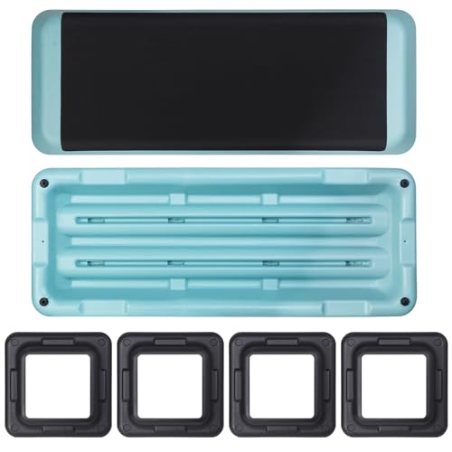 43" Exercise Aerobic Step Platform, Adjustable Fitness Stepper, with 4 Removable Risers for Home Gym Cardio Strength and Training - color: Light Blue