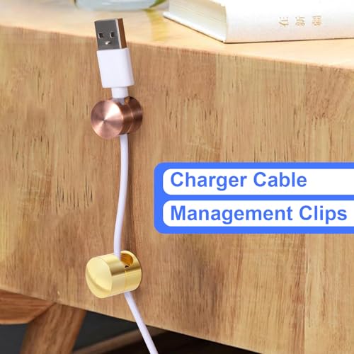 SmallCat 3 Sets Charger Holders for Cords, Adjustable Cable Anchor Holders, Adhesive Metal Cord Clips, Cable Management Wire Organizers for Desk, Office, Nightstand - Gold, Red Bronze, Silver - color: Gold, Red Bronze, Silver, size: 3 Sets