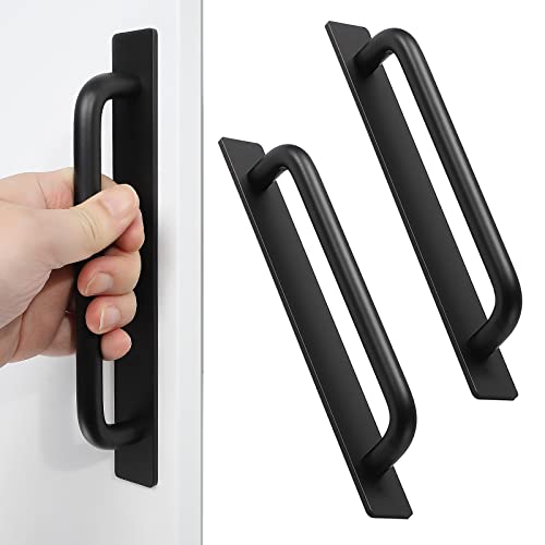 2pcs Aluminum Alloy Self-Stick Push Pull Handles for Cabinet Door Window Drawer (8.35", Black) - color: Black, size: Large (8.35")