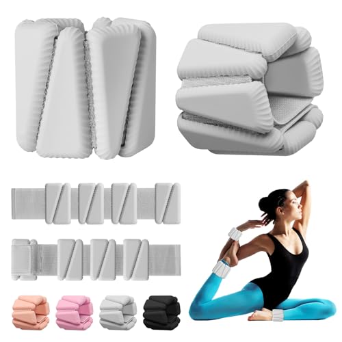 Wrist Weights, Adjustable Wrist Ankle Weights for Women, Wearable Arm & Leg Weights Set of 2(1 lb Each), Weighted Bangles for Walking, Yoga, Dance, Barre, Gym - color: Grey