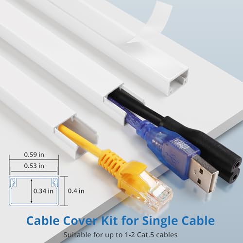 One-Cord Hider Kit, 126in (8 x L15.7in) Cable Covers for Wires on Wall, Mini Wire Hider for Wall Mounted TV, Beige Cable Raceway, Paintable Cord Cover Cable Management for Home Office, W0.6in x H0.4in - color: Beige, size: W0.6in X H0.4in X L126in