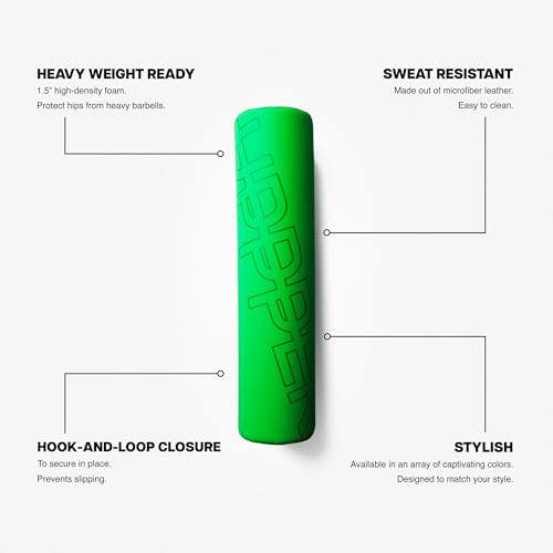 UPPPER Barbell Pad for Hip Thrusts, Glute Bridges, Neck Protection - 1.5” Thick Foam for Comfort and Support, Secure Hook-and-Loop Closure, Premium Materials - Fits Olympic & Standard Bars - color: Neon Green
