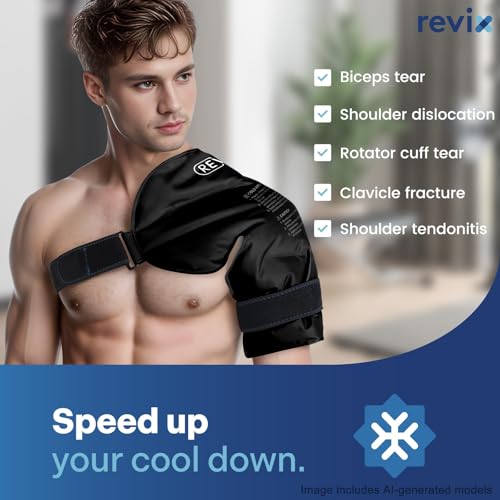 REVIX XL Shoulder Ice Pack Rotator Cuff Cold Therapy, Reusable Gel Ice Pack Shoulder Wraps for Discomfort and Recovery, Promoting Flexibility and Mobility, Long-Lasting Compression, Black - size: XL, style: Black