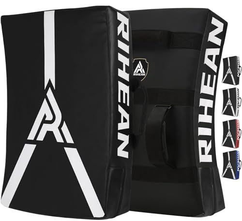 Martial Arts Kicking Shields Pad for Muay Thai, Taekwondo, Football, Basketball Training - Denser Foam, Longlasting PU Leather Kick Shield - style: 16x24in Black