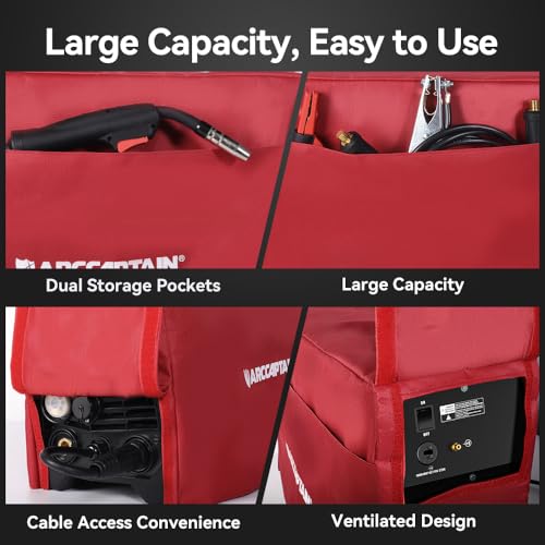 ARCCAPTAIN Welder Cover, Waterproof Protective Cover, Reusable and Foldable Dust Cover - Welding Machine Accessory Red 20" x 14.17" x 8"