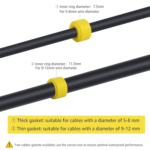 NineLeaf 9PK 3-PIN M20 Waterproof Electrical Cable Connector for 5-12mm, Outdoor Power Cable Connector Joint for Garden, Pond Lights - size: 9PK, style: Screw Tighten