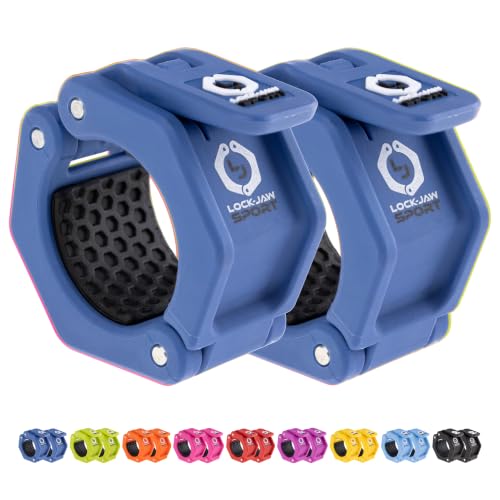 Lock-Jaw Barbell Collars Sport Olympic Barbell Clamps 2 Pcs – Heavy Duty Bar Clamps for 2” & 50mm Olympic Bars – Secure Weight Bar Clamps for Strength Training & Home Gym Accessories – Blue