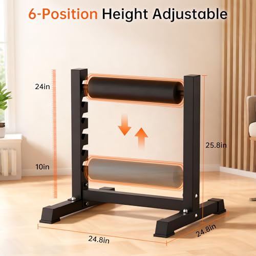 GarveeLife Bulgarian Split Squat Stand, 6-Level Adjustable Single Leg Squat Roller with 350 LBS Capacity, Thick Padding, Lower Body Specialty Machine for Home Gym, Leg Training, Black