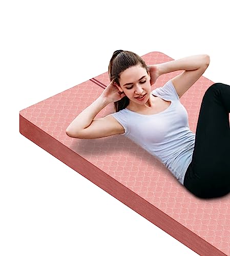 nuveti Large Exercise Mat - 15mm/20mm/30mm Thick Yoga Mat | Workout Mat for Fitness, Yoga, Pilates, Stretching & Floor Exercises for Women & Men with Free Carrying Bag - color: Pink, size: 183X80X20MM