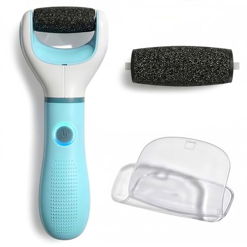 Electric Foot Callus Remover for Feet, 3 Speeds Up to 2800 RPM | Foot Sander & Hard Skin Remover, Replaceable Roller, Dust Cap, Pedicure Tools for Feet Care, Anti-Slip Ergonomic Grip - color: Blue and White Callus Remover