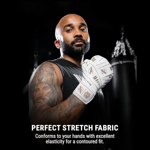Hayabusa Mayweather Stretch Hand Wraps for Men and Women, 180 inches - color: White/Gold