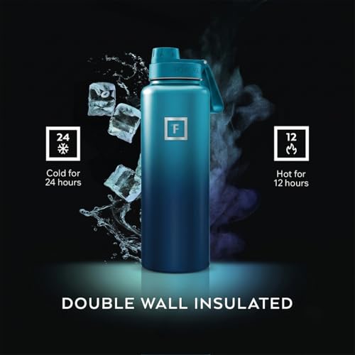 IRON °FLASK 40 oz Wide Mouth Water Bottle with Spout | Insulated Stainless Steel Sports Water Bottle with Leakproof Spout Lid - BPA Free, Cold 24 Hrs, Sweat Free (Dark Night) - color: Dark Night, style: Spout - 40 Oz (1 Lid)