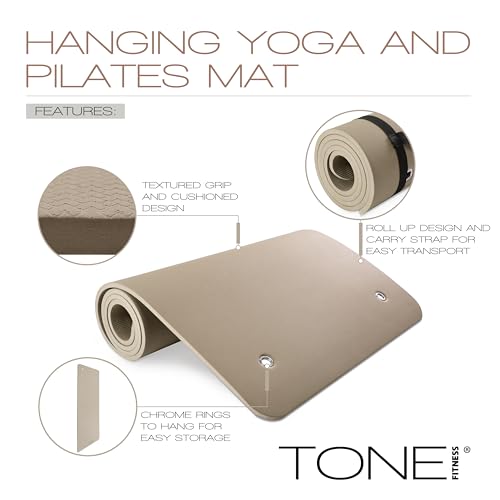 TONE Fitness Hanging Yoga Mat, Pilates Mat, Exercise Mat for Home Workouts with Carry Strap | V Pattern | Multiple Colors - color: Green