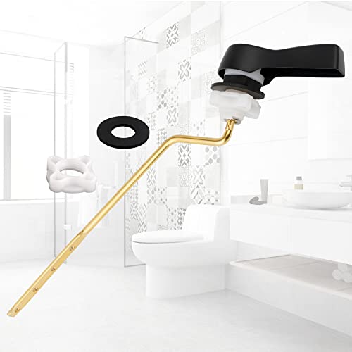 Hibbent Universal Metal Side Mount Toilet Handle Replacement Kit, Brass Toilet Flush Tank Lever with Stainless Steel Flapper Chains for Most Toilets, Matte Black Finish - color: Matte Black, style: Side Mount