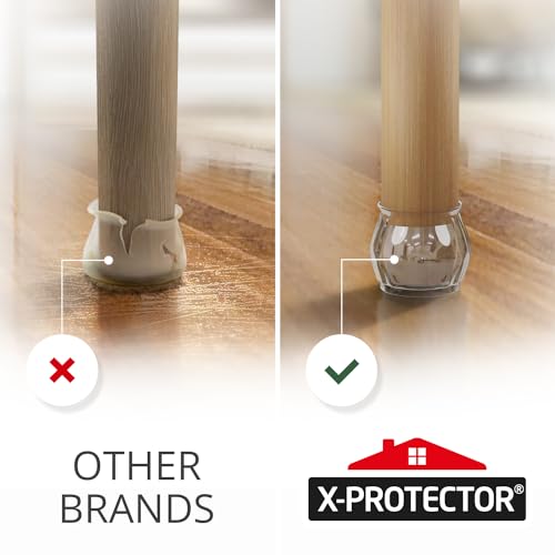 X-Protector Silicone Chair Leg Floor Protectors 16 PCS with Non-Slip Bottom | Anti-Slip Chair Leg Covers - Non-Skid Furniture Leg Caps - Furniture Pads for 1.4-1.8" Round & 1.1-1.4" Square Legs! - size: 16 1.4" - 1.8"