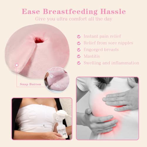 Hot/Cold Breast Gel Ice Packs Breast Cooling/Heat Pads Relief for Breastfeeding, Nursing Pain, Mastitis, Engorgement, Swelling, Plugged Ducts | Boost Milk Let-Down & Production,2 Pack (Pink) - color: Pink