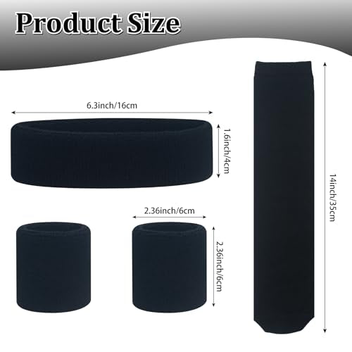 ONUPGO 5 Pieces Kids Sweatbands Soccer Socks Set - Sports Headband, Wristbands, Striped High Socks for Kids, Youth,Toddler & Baby - Football, Basketball, Running, Cycling, Tennis - color: Black