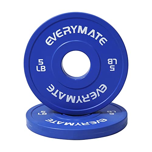 EVERYMATE Change Weight Plates 1.25LB 2.5LB 5LB Set Fractional Plate Olympic Bumper Plates for Cross Training Bumper Weight Plates Steel Insert Strength Training Weight Plates - color: 5 LB x2