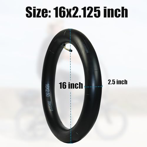 Libereco 16x2.125/2.5/3.0 Bike Inner Tubes for Electric Bike - Butyl Rubber,Bent Valve (CR202), High Elasticity for E-Bikes & Children Bikes - color: 1 Tube, size: 16x2.5"
