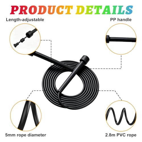 YYDYTTKX Adjustable Jump Rope Bulk, 9.2 ft Tangle-Free Speed Skipping Rope for workouts, group training, teams, family and Gym Class - color: Multicolor, size: 12