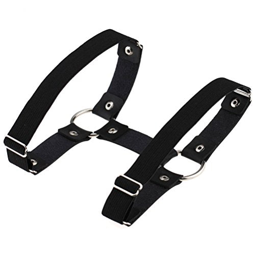 Adjustable Elastice 2 Rows Leather Leg Harness Garter Belt Punk Gothic Thigh Ring Garter - color: Black