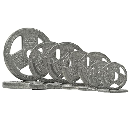 Fitvids 2 Inch Olympic Barbell Weight Plates Set, 70/120 LB Barbell Weight Set for Home Gym Strength Training, Triple-handle Design - style: 120LB Set