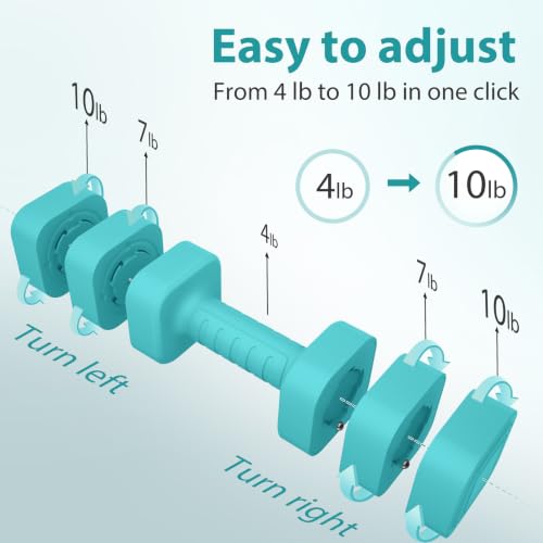 Adjustable Dumbbell Set of 2, 2.2-20LB Adjustable Weight Set, 3 in 1 Free Weights Dumbbells Set for women men at home, 2.2lb, 3.6lb, 5lb,10lb, 20lb, for Home, Office, Gym Exercise Training, Anti-slip Handle - color: Mint Green, size: 20LB(10LB Pair)