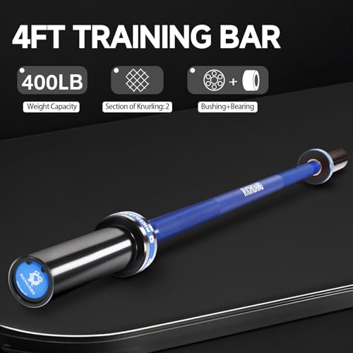 Ceramic Olympic Barbell 4/5/6FT – Short 2" Bar for Home Gym | Alloy/A3/45 steel. 400-500LB. 28mm knurled grip. Brass bushings. Squat, bench, deadlift, hip thrust. Fits standard plates. - color: Blue, size: 4FT-400LBS