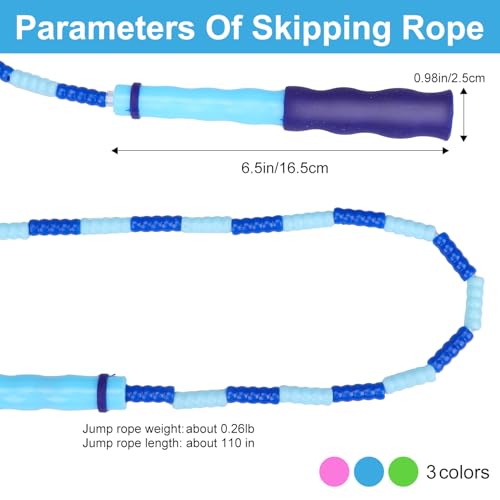 GRAWUN Jump Rope For Kids, Soft Beaded Jump Rope, Adjustable Length Tangle-Free Segmented Soft Beaded Skipping Rope，for Women, Men and Kids Keeping Fit, Workout and Weight Loss - color: 3 Pack