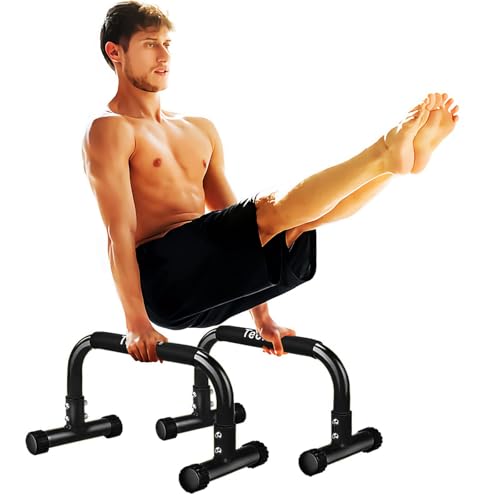 Teclor Push Up Bar, Parallettes Bars For L-sit & Dip, Heavy-Duty No Wobbling Parallel Bars Stand For Handstands, Full Planche, Calisthenics, 9.5in High Workout Stands for Home Fitness Training - color: Black