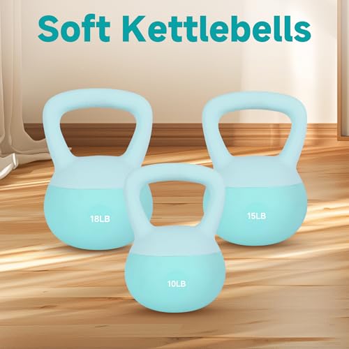 Leikefitness Soft Kettlebells,Weights for Women and Men,Home workout. | Color Coded Anti Slip Grip Kettlebell,Cushioned Impact-Resistant Base,Wide Handle Design - color: GREEN, size: 10 pounds