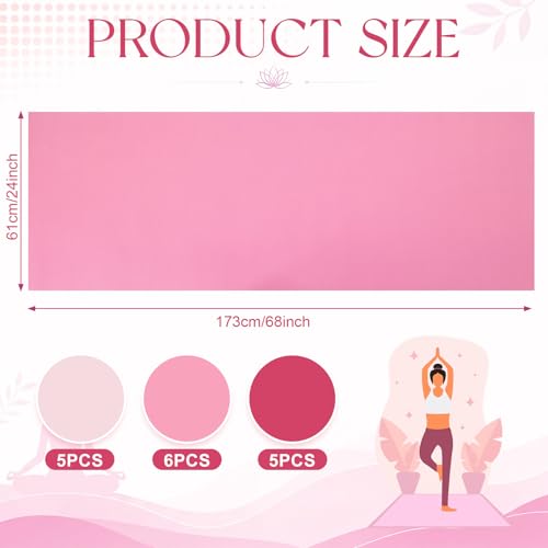 Funtery 3 mm Thin Yoga Mats Bulk, 68 x 24 Inches Lightweight PVC Exercise Mats Non Slip Workout Fitness Pads for Yoga Pilates Stretching Classes Gym Home Studio - color: Pink Series Color