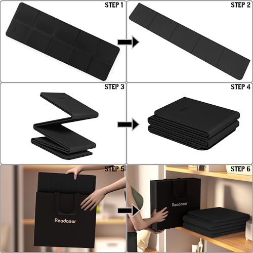 Readaeer Foldable Yoga Mat for Travel Folding Yoga Mat 6mm Thick with Carrying Bag, Non-Slip TPE Exercise Pilates Mat for 72" L x 24" W x 0.24 Inch | TPE Exercise Mat With Carrying Bag for Home Workout, Yoga, Pilates, Stretching - color: Black