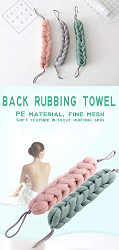 AARainbow 4 Packs Long Stretch Back Sponge with Rope Handles Back Scrubber Bath Shower Mesh Sponge Exfoliating Body Scrub Stretch Braided Loofah for Men and Women(2 Gray+2 Green) - color: 2 Gray+2 Green