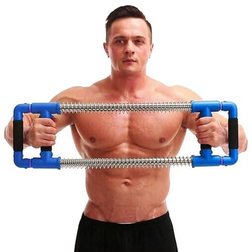 GoFitness Push Down Bar, Chest Exerciser at Home Workout Equipment | Upper Body Strength Trainer for Chest, Arm, Shoulder, Back and Abs, Home Fitness Equipment - color: Blue, size: 90LBS - Men - Strong