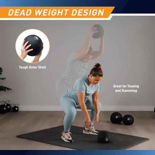 Marcy Slam Ball, 10–50 lbs Dead Weight, Non-Bounce, Sand-Filled Medicine Ball with Durable PVC Shell & Textured Grip for Slams, Tosses, Core & Full Body Training - size: 20 LB